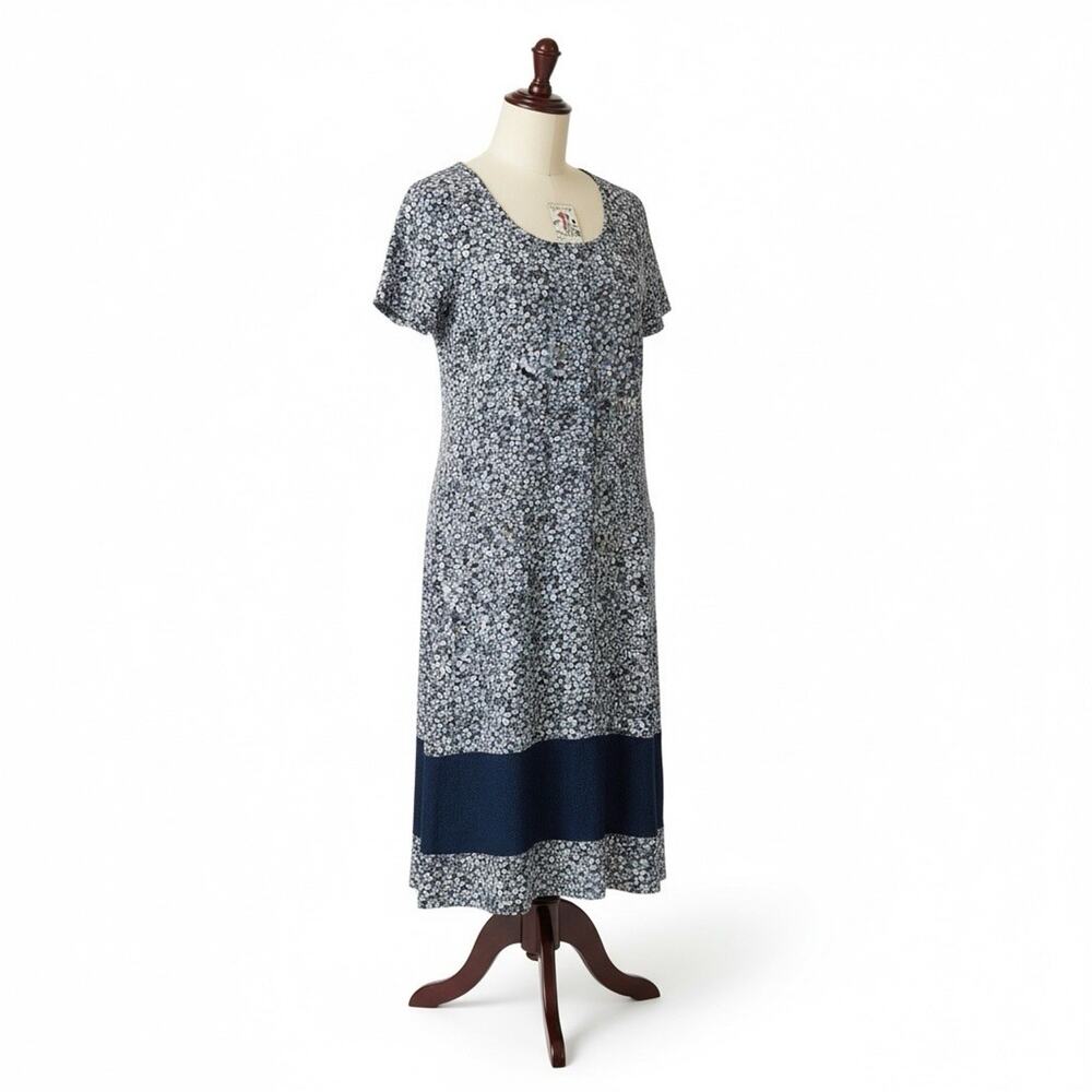 Vintage Studio 25 Floral Denim Dress Cottagecore Country Living Prairie Retro S